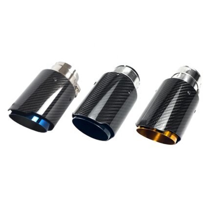 RUZHEN  silvery Glossy Car Straight Style Carbon Fiber Exhaust Tip for honda